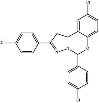 9-chloro-2,5-bis(4-chlorophenyl)-1,10b-dihydropyrazolo[1,5-c][1,3]benzoxazine 化学構造式