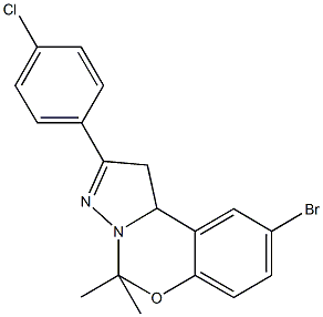 9-bromo-2-(4-chlorophenyl)-5,5-dimethyl-1,10b-dihydropyrazolo[1,5-c][1,3]benzoxazine,332060-64-7,结构式