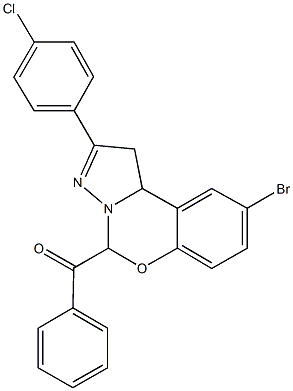 [9-bromo-2-(4-chlorophenyl)-1,10b-dihydropyrazolo[1,5-c][1,3]benzoxazin-5-yl](phenyl)methanone Structure