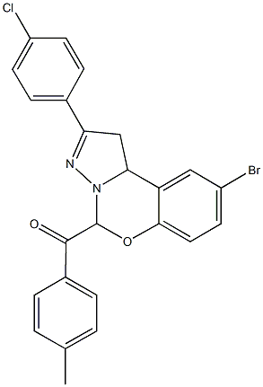 [9-bromo-2-(4-chlorophenyl)-1,10b-dihydropyrazolo[1,5-c][1,3]benzoxazin-5-yl](4-methylphenyl)methanone Structure