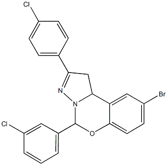 9-bromo-5-(3-chlorophenyl)-2-(4-chlorophenyl)-1,10b-dihydropyrazolo[1,5-c][1,3]benzoxazine Structure