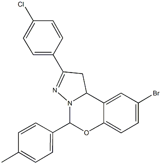 9-bromo-2-(4-chlorophenyl)-5-(4-methylphenyl)-1,10b-dihydropyrazolo[1,5-c][1,3]benzoxazine Structure