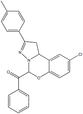 [9-chloro-2-(4-methylphenyl)-1,10b-dihydropyrazolo[1,5-c][1,3]benzoxazin-5-yl](phenyl)methanone 结构式