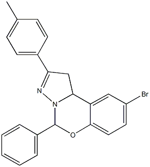 9-bromo-2-(4-methylphenyl)-5-phenyl-1,10b-dihydropyrazolo[1,5-c][1,3]benzoxazine 化学構造式