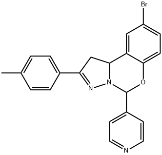 9-bromo-2-(4-methylphenyl)-5-pyridin-4-yl-1,10b-dihydropyrazolo[1,5-c][1,3]benzoxazine,332062-04-1,结构式