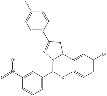 9-bromo-5-{3-nitrophenyl}-2-(4-methylphenyl)-1,10b-dihydropyrazolo[1,5-c][1,3]benzoxazine Struktur