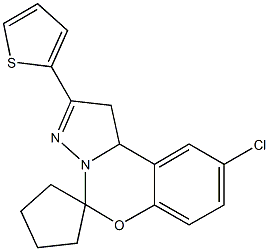 9'-chloro-2'-(2-thienyl)-1',10'b-dihydrospiro(cyclopentane-1,5'-pyrazolo[1,5-c][1,3]benzoxazine) Structure