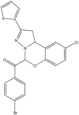 (4-bromophenyl)(9-chloro-2-thien-2-yl-1,10b-dihydropyrazolo[1,5-c][1,3]benzoxazin-5-yl)methanone Struktur