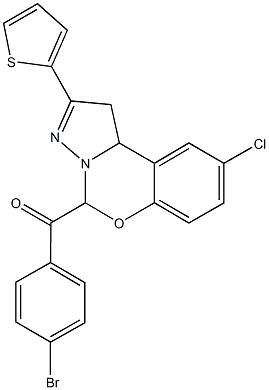 (4-bromophenyl)(9-chloro-2-thien-2-yl-1,10b-dihydropyrazolo[1,5-c][1,3]benzoxazin-5-yl)methanone 化学構造式