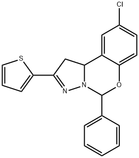 9-chloro-5-phenyl-2-(2-thienyl)-1,10b-dihydropyrazolo[1,5-c][1,3]benzoxazine Struktur