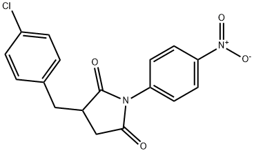 3-(4-chlorobenzyl)-1-{4-nitrophenyl}pyrrolidine-2,5-dione 化学構造式