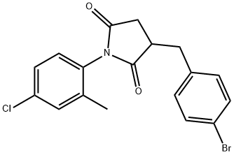3-(4-bromobenzyl)-1-(4-chloro-2-methylphenyl)-2,5-pyrrolidinedione,332063-27-1,结构式