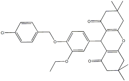 9-{4-[(4-chlorobenzyl)oxy]-3-ethoxyphenyl}-3,3,6,6-tetramethyl-3,4,5,6,7,9-hexahydro-1H-xanthene-1,8(2H)-dione 结构式