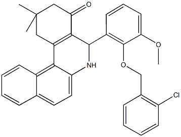 5-{2-[(2-chlorobenzyl)oxy]-3-methoxyphenyl}-2,2-dimethyl-2,3,5,6-tetrahydrobenzo[a]phenanthridin-4(1H)-one Structure