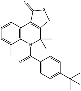 5-(4-tert-butylbenzoyl)-4,4,6-trimethyl-4,5-dihydro-1H-[1,2]dithiolo[3,4-c]quinoline-1-thione 结构式
