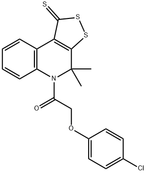 5-[(4-chlorophenoxy)acetyl]-4,4-dimethyl-4,5-dihydro-1H-[1,2]dithiolo[3,4-c]quinoline-1-thione,332073-91-3,结构式