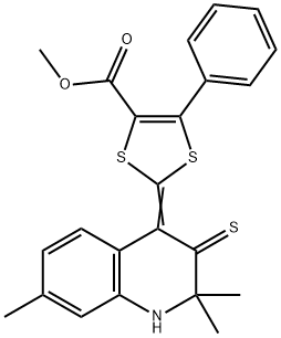 methyl 5-phenyl-2-(2,2,7-trimethyl-3-thioxo-2,3-dihydro-4(1H)-quinolinylidene)-1,3-dithiole-4-carboxylate,332074-19-8,结构式