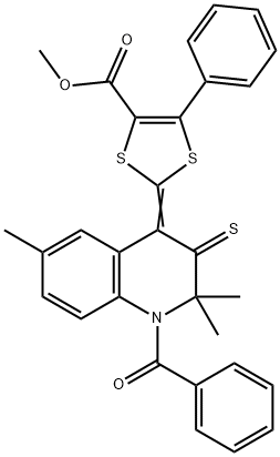 methyl 2-(1-benzoyl-2,2,6-trimethyl-3-thioxo-2,3-dihydro-4(1H)-quinolinylidene)-5-phenyl-1,3-dithiole-4-carboxylate Struktur