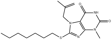 8-(heptylsulfanyl)-3-methyl-7-(2-methyl-2-propenyl)-3,7-dihydro-1H-purine-2,6-dione,332098-64-3,结构式