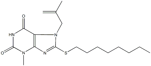 3-methyl-7-(2-methyl-2-propenyl)-8-(octylsulfanyl)-3,7-dihydro-1H-purine-2,6-dione Struktur