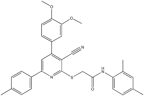 2-{[3-cyano-4-(3,4-dimethoxyphenyl)-6-(4-methylphenyl)-2-pyridinyl]sulfanyl}-N-(2,4-dimethylphenyl)acetamide|