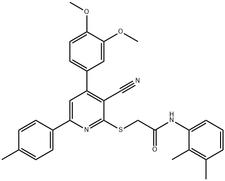 2-{[3-cyano-4-(3,4-dimethoxyphenyl)-6-(4-methylphenyl)-2-pyridinyl]sulfanyl}-N-(2,3-dimethylphenyl)acetamide Structure