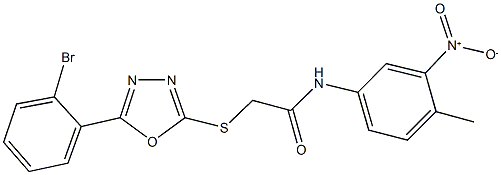 2-{[5-(2-bromophenyl)-1,3,4-oxadiazol-2-yl]sulfanyl}-N-{3-nitro-4-methylphenyl}acetamide,332100-70-6,结构式