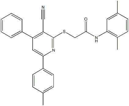 2-{[3-cyano-6-(4-methylphenyl)-4-phenyl-2-pyridinyl]sulfanyl}-N-(2,5-dimethylphenyl)acetamide|