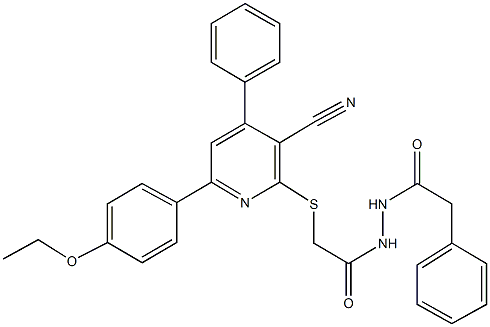 2-{[3-cyano-6-(4-ethoxyphenyl)-4-phenyl-2-pyridinyl]sulfanyl}-N'-(phenylacetyl)acetohydrazide|