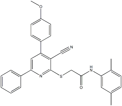 2-{[3-cyano-4-(4-methoxyphenyl)-6-phenyl-2-pyridinyl]sulfanyl}-N-(2,5-dimethylphenyl)acetamide,332101-39-0,结构式