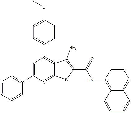 3-amino-4-(4-methoxyphenyl)-N-(1-naphthyl)-6-phenylthieno[2,3-b]pyridine-2-carboxamide 结构式