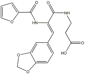 N-[3-(1,3-benzodioxol-5-yl)-2-(2-furoylamino)acryloyl]-beta-alanine Struktur