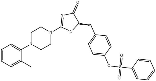 4-[(2-[4-(2-methylphenyl)-1-piperazinyl]-4-oxo-1,3-thiazol-5(4H)-ylidene)methyl]phenyl benzenesulfonate 化学構造式