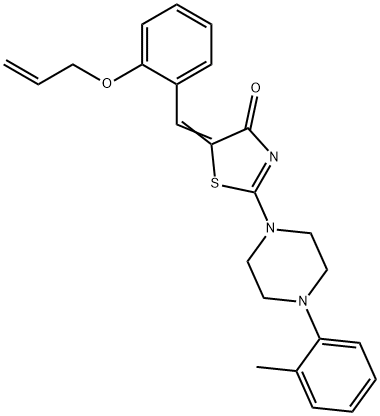 5-[2-(allyloxy)benzylidene]-2-[4-(2-methylphenyl)-1-piperazinyl]-1,3-thiazol-4(5H)-one,332109-52-1,结构式