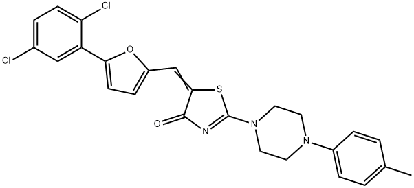 5-{[5-(2,5-dichlorophenyl)-2-furyl]methylene}-2-[4-(4-methylphenyl)-1-piperazinyl]-1,3-thiazol-4(5H)-one 结构式