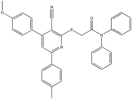 2-{[3-cyano-4-(4-methoxyphenyl)-6-(4-methylphenyl)-2-pyridinyl]sulfanyl}-N,N-diphenylacetamide Structure