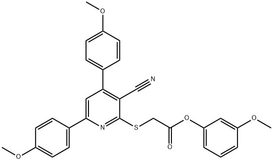 3-methoxyphenyl {[3-cyano-4,6-bis(4-methoxyphenyl)-2-pyridinyl]sulfanyl}acetate Structure