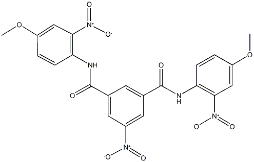 5-nitro-N~1~,N~3~-bis{2-nitro-4-methoxyphenyl}isophthalamide 结构式