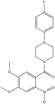 1-(4-fluorophenyl)-4-{2-nitro-4,5-dimethoxybenzoyl}piperazine Struktur