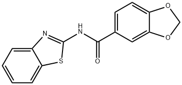 N-(1,3-benzothiazol-2-yl)-1,3-benzodioxole-5-carboxamide,332117-00-7,结构式