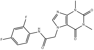 N-(2,4-difluorophenyl)-2-(1,3-dimethyl-2,6-dioxo-1,2,3,6-tetrahydro-7H-purin-7-yl)acetamide 化学構造式
