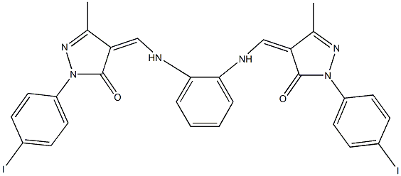 2-(4-iodophenyl)-4-{[2-({[1-(4-iodophenyl)-3-methyl-5-oxo-1,5-dihydro-4H-pyrazol-4-ylidene]methyl}amino)anilino]methylene}-5-methyl-2,4-dihydro-3H-pyrazol-3-one Structure