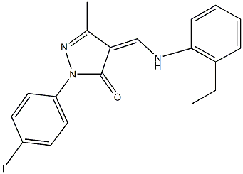 4-[(2-ethylanilino)methylene]-2-(4-iodophenyl)-5-methyl-2,4-dihydro-3H-pyrazol-3-one,332118-29-3,结构式