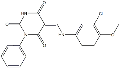 5-[(3-chloro-4-methoxyanilino)methylene]-1-phenyl-2,4,6(1H,3H,5H)-pyrimidinetrione Structure