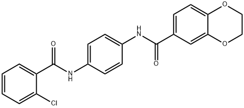 N-{4-[(2-chlorobenzoyl)amino]phenyl}-2,3-dihydro-1,4-benzodioxine-6-carboxamide Struktur