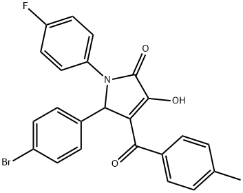 5-(4-bromophenyl)-1-(4-fluorophenyl)-3-hydroxy-4-(4-methylbenzoyl)-1,5-dihydro-2H-pyrrol-2-one,332125-48-1,结构式