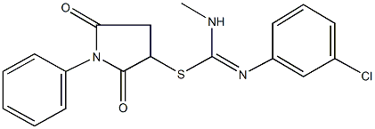 2,5-dioxo-1-phenyl-3-pyrrolidinyl N'-(3-chlorophenyl)-N-methylimidothiocarbamate Structure