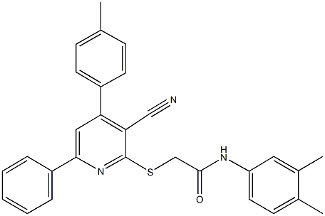 2-{[3-cyano-4-(4-methylphenyl)-6-phenyl-2-pyridinyl]sulfanyl}-N-(3,4-dimethylphenyl)acetamide|