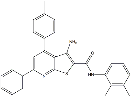 3-amino-N-(2,3-dimethylphenyl)-4-(4-methylphenyl)-6-phenylthieno[2,3-b]pyridine-2-carboxamide 结构式