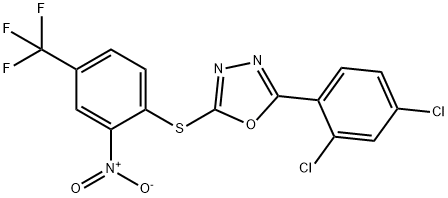 2-(2,4-dichlorophenyl)-5-{[2-nitro-4-(trifluoromethyl)phenyl]sulfanyl}-1,3,4-oxadiazole Structure